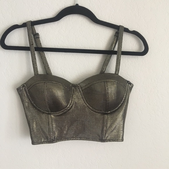metallic bustier top